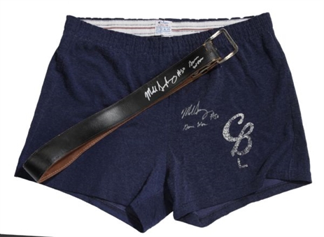 1980s Mike Singletary Signed Game Worn Belt and Practice Worn Shorts (MEARS)